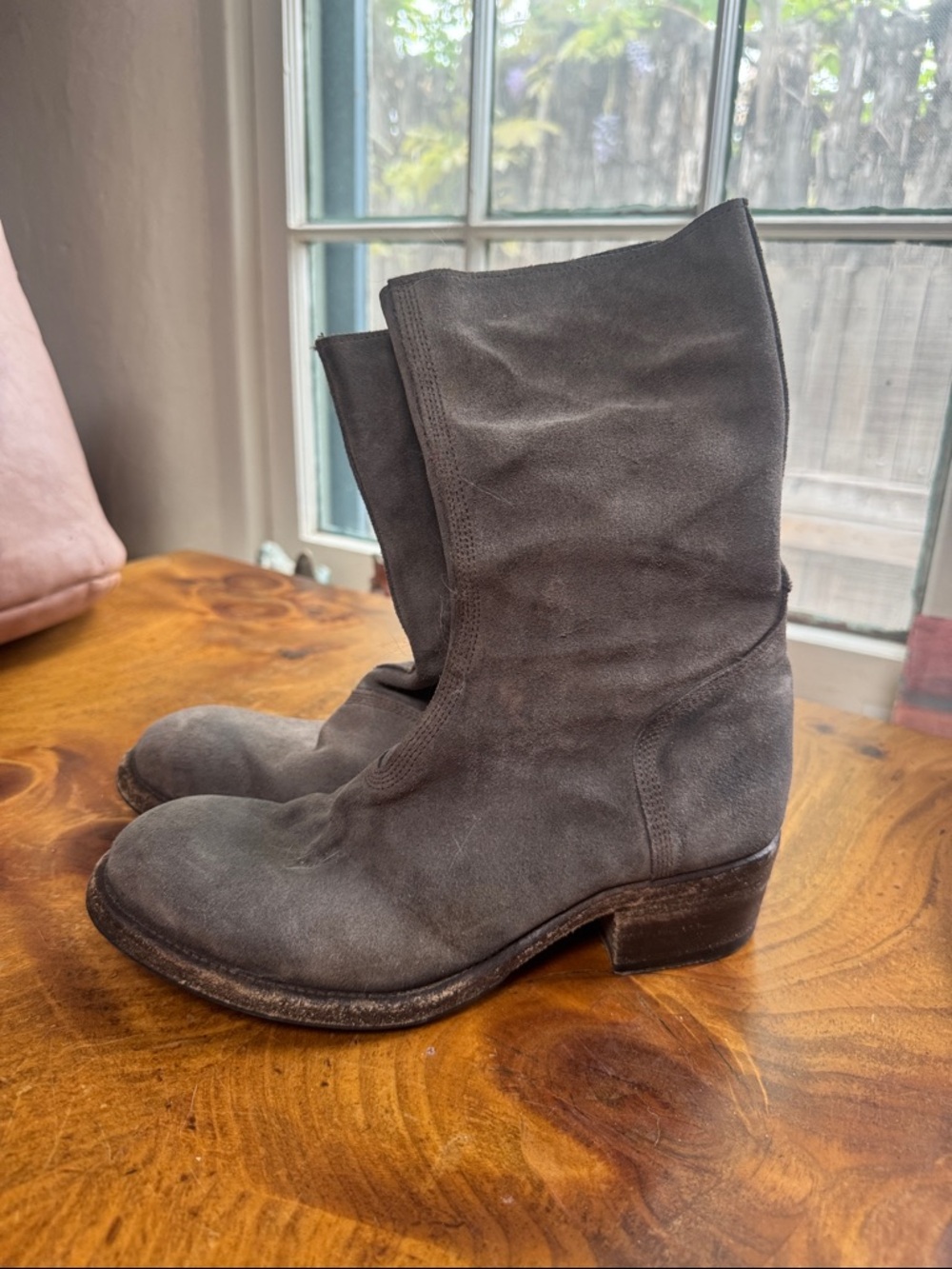 Women’s Gray Suede Ankle Booties with Side Zip